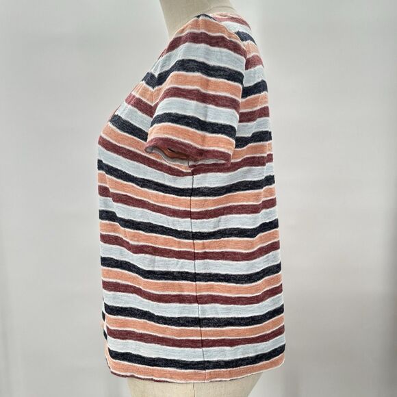 Madewell Alto Scoop Neck Knit Short Sleeve Tee Top Multicolor Striped Sz Small - Picture 3 of 9